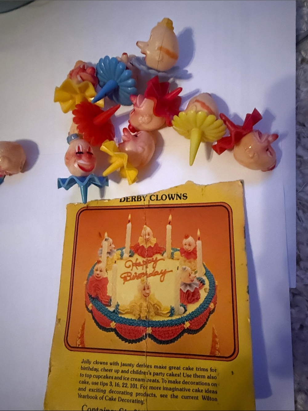 9 Vintage Wilton Clown Head Cake Toppers 🤡